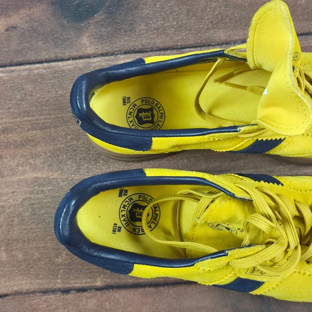 Polo Ralph Lauren Bedford Sneaker Mens 7.5 Yellow Good Suede Low Top Gum Sole